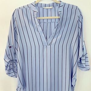 Lulus V-sionary Black and Light Blue Striped Top